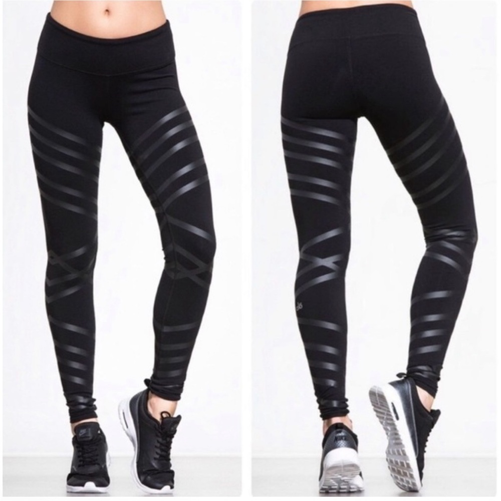 Alo Yoga Black Goddess Striped Leggings Size Medium